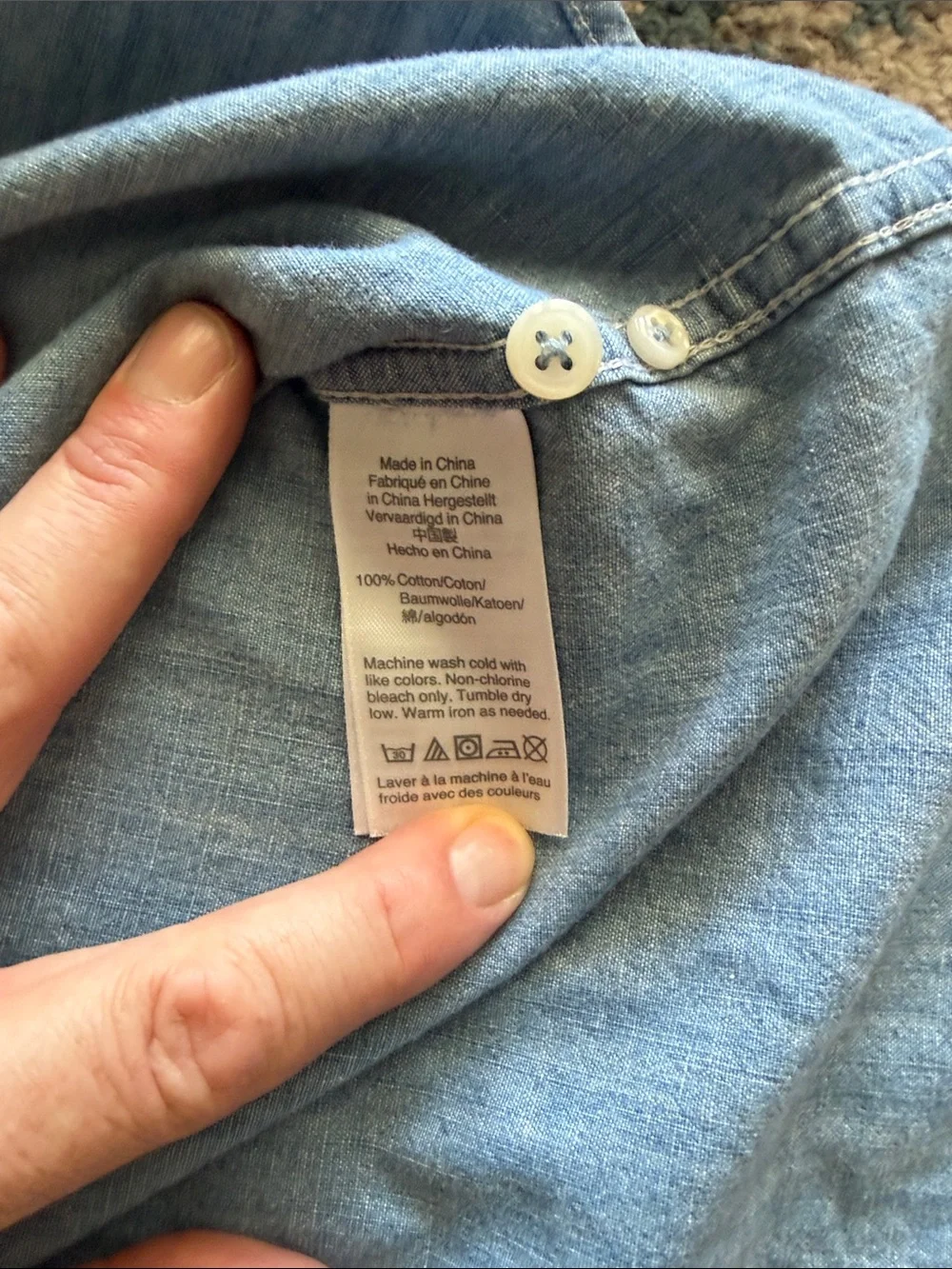 J. Crew Light Blue Denim Men's Button-Up Shirt